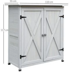 Outsunny Geräteschuppen Mit 2 Türen 110 Cm X 55cm X117 Cm Grau -Aufbewahrung im Garten Verkäufe 2022 46949718 3