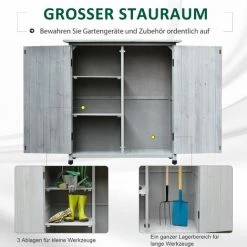 Outsunny Geräteschuppen Mit 2 Türen 110 Cm X 55cm X117 Cm Grau -Aufbewahrung im Garten Verkäufe 2022 46949718 4