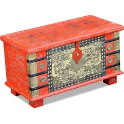 LONGZIMING Aufbewahrungstruhe Rot Mangoholz 80x40x45 Cm