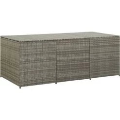 LONGZIMING Gartenbox Poly Rattan 180x90x75 Cm Grau