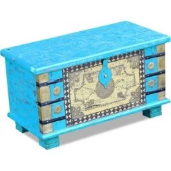 LONGZIMING Aufbewahrungstruhe Blau Mangoholz 80x40x45 Cm -Aufbewahrung im Garten Verkäufe 2022 47640894 3