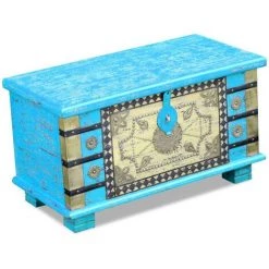 LONGZIMING Aufbewahrungstruhe Blau Mangoholz 80x40x45 Cm -Aufbewahrung im Garten Verkäufe 2022 47640894 5