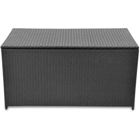 LONGZIMING Gartenbox Schwarz 120x50x60 Cm Poly Rattan 2 LONGZIMING Gartenbox Schwarz 120x50x60 Cm Poly Rattan – Bild 2