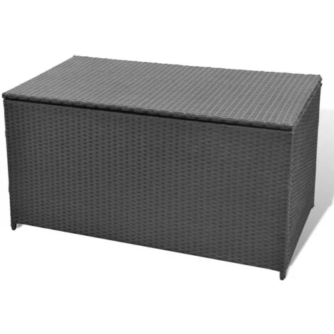 LONGZIMING Gartenbox Schwarz 120x50x60 Cm Poly Rattan 3 LONGZIMING Gartenbox Schwarz 120x50x60 Cm Poly Rattan – Bild 3