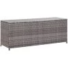 LONGZIMING Gartenbox Grau 150x50x60 Cm Poly Rattan