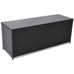 LONGZIMING Garden-Auflagenbox Schwarz 150x50x60 Cm Poly Rattan