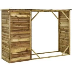 LONGZIMING Geräteschuppen Mit Unterstand Kiefernholz 253×80×170 Cm -Aufbewahrung im Garten Verkäufe 2022 47672084 4