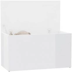 LONGZIMING Aufbewahrungstruhe Hochglanz-Weiß 84x42x46 Cm Spanplatte -Aufbewahrung im Garten Verkäufe 2022 47672882 3