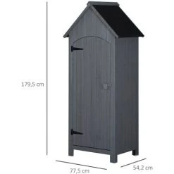 Outsunny Gartenschrank Holz Gerätehaus Gartenhaus Geräteschuppen Geräteschrank Holzhütte Giebeldach Bitumenpappe Grau 77,5 X 54,2 X 179,5 Cm -Aufbewahrung im Garten Verkäufe 2022 48476343 3
