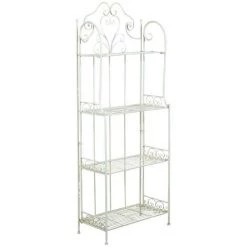 BISCOTTINI Multifunktionelle Klappbare Etagere Aus Schmiedeeisen Mit Antikiertem Weißem Finish L63xPR33xH165 Cm.