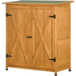 Outsunny Geräteschuppen Mit 2 Türen 110 Cm X 55cm X117 Cm Grau -Aufbewahrung im Garten Verkäufe 2022 50002370 4