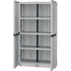 Dmora Mehrzweckschrank Für Den Außen Und Innenbereich, 2 Türige Mobile Und 3 Polypropylen Regale, 100% Made In Italy, 100x39h172 Cm, Hellgraue Farbe -Aufbewahrung im Garten Verkäufe 2022 51647114 3