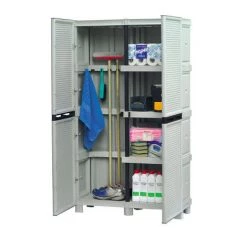 Dmora Mehrzweckschrank Für Den Außen Und Innenbereich, 2 Türen Und 3 Polypropylen Regale, 100% Made In Italy, 100x39h172 Cm, Hellgraue Farbe -Aufbewahrung im Garten Verkäufe 2022 51647117 3