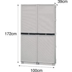 Dmora Mehrzweckschrank Für Den Außen Und Innenbereich, 2 Türen Und 3 Polypropylen Regale, 100% Made In Italy, 100x39h172 Cm, Hellgraue Farbe -Aufbewahrung im Garten Verkäufe 2022 51647117 4
