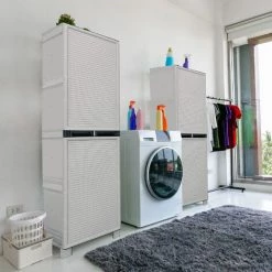 Dmora Mehrzweckschrank Für Den Außen Und Innenbereich, 1 Türiges Schrank Und 3 Polypropylen Regale, 100% Made In Italy, 50x39h172 Cm, Hellgraue Farbe