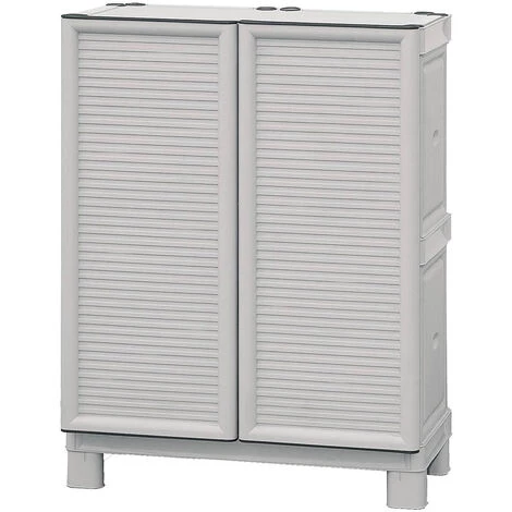 Dmora Mehrzweckschrank Für Den Außen Und Innenbereich, Niedriger Kleiderschrank Mit 2 Türen Und 1 Polypropylen Regal, 100% Made In Italy, 70x39h92 Cm, Hellgraue Farbe 2 Dmora Mehrzweckschrank Für Den Außen Und Innenbereich, Niedriger Kleiderschrank Mit 2 Türen Und 1 Polypropylen Regal, 100% Made In Italy, 70x39h92 Cm, Hellgraue Farbe – Bild 2