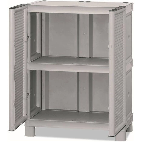 Dmora Mehrzweckschrank Für Den Außen Und Innenbereich, Niedriger Kleiderschrank Mit 2 Türen Und 1 Polypropylen Regal, 100% Made In Italy, 70x39h92 Cm, Hellgraue Farbe 3 Dmora Mehrzweckschrank Für Den Außen Und Innenbereich, Niedriger Kleiderschrank Mit 2 Türen Und 1 Polypropylen Regal, 100% Made In Italy, 70x39h92 Cm, Hellgraue Farbe – Bild 3