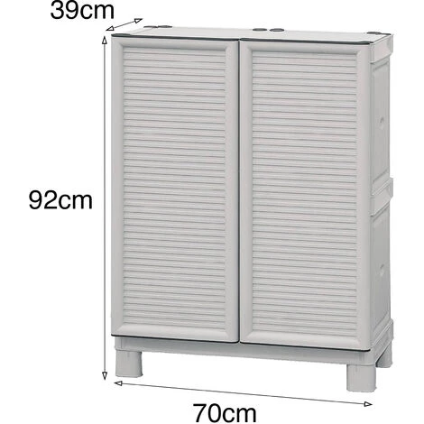 Dmora Mehrzweckschrank Für Den Außen Und Innenbereich, Niedriger Kleiderschrank Mit 2 Türen Und 1 Polypropylen Regal, 100% Made In Italy, 70x39h92 Cm, Hellgraue Farbe 4 Dmora Mehrzweckschrank Für Den Außen Und Innenbereich, Niedriger Kleiderschrank Mit 2 Türen Und 1 Polypropylen Regal, 100% Made In Italy, 70x39h92 Cm, Hellgraue Farbe – Bild 4