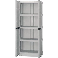 Dmora Mehrzweckschrank Für Den Außen Und Innenbereich, 1 Türiges Schrank Und 3 Polypropylen Regale, 100% Made In Italy, 70x39h172 Cm, Hellgraue Farbe -Aufbewahrung im Garten Verkäufe 2022 51647144 3