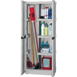 Dmora Mehrzweckschrank Für Den Außen Und Innenbereich, 2 Türiges Mobiles 3 Türiges Polypropylen, 100% Made In Italy, 70x39h172 Cm, Hellgraue Farbe -Aufbewahrung im Garten Verkäufe 2022 51647147 4