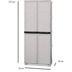 Dmora Mehrzweckschrank Für Den Außen Und Innenbereich, 2 Türiges Mobiles 3 Türiges Polypropylen, 100% Made In Italy, 70x39h172 Cm, Hellgraue Farbe -Aufbewahrung im Garten Verkäufe 2022 51647147 5