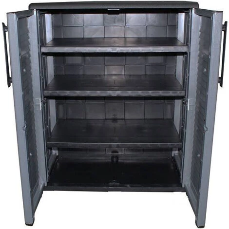 Dmora Mehrzweck Oder Interne Mehrzweckkabinett, Niedriger Kleiderschrank Mit 2 Türen Und 3 Polypropylen Regalen, 100% Made In Italy, 68x37h84 Cm, Graue Farbe 4 Dmora Mehrzweck Oder Interne Mehrzweckkabinett, Niedriger Kleiderschrank Mit 2 Türen Und 3 Polypropylen Regalen, 100% Made In Italy, 68x37h84 Cm, Graue Farbe – Bild 4