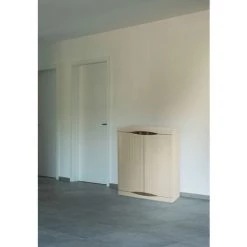 Dmora Mehrzweck Außen Oder Innenschrank, Niedriger Kleiderschrank Mit 2 Türen Und 2 Polypropylen Regalen, 100% Made In Italy, 70x47H90 Cm, Beige Farbe