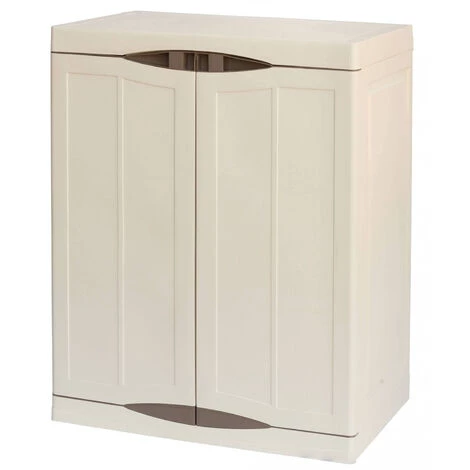 Dmora Mehrzweck Außen Oder Innenschrank, Niedriger Kleiderschrank Mit 2 Türen Und 2 Polypropylen Regalen, 100% Made In Italy, 70x47H90 Cm, Beige Farbe 2 Dmora Mehrzweck Außen Oder Innenschrank, Niedriger Kleiderschrank Mit 2 Türen Und 2 Polypropylen Regalen, 100% Made In Italy, 70x47H90 Cm, Beige Farbe – Bild 2