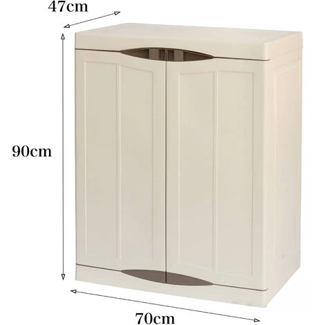 Dmora Mehrzweck Außen Oder Innenschrank, Niedriger Kleiderschrank Mit 2 Türen Und 2 Polypropylen Regalen, 100% Made In Italy, 70x47H90 Cm, Beige Farbe 4 Dmora Mehrzweck Außen Oder Innenschrank, Niedriger Kleiderschrank Mit 2 Türen Und 2 Polypropylen Regalen, 100% Made In Italy, 70x47H90 Cm, Beige Farbe – Bild 4