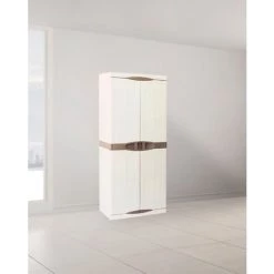 Dmora Mehrzweck Außen Oder Innenschrank, 1 Tür Mobil Und 4 Polypropylen Regale, 100% Made In Italy, 70x47h178 Cm, Beige Farbe