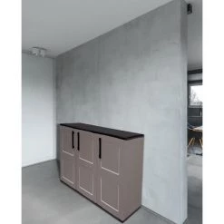 Dmora Mehrzweck Außen Oder Innenwechselschrank, 3 Türiges Mobile Und 1 Polypropylen Regal, 100% Made In Italy, 102x37H84 Cm, Graue Farbe