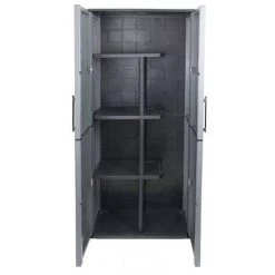 Dmora Mehrzweckschrank Für Den Außen- Oder Innenbereich, Schrank Mit 2 Türen Und 3 Verstellbaren Einlegeböden Aus Polypropylen, 100% Made In Italy, 68x37h163 Cm, Farbe Grau -Aufbewahrung im Garten Verkäufe 2022 51647205 4
