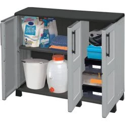 Dmora Mehrzweck Außen Oder Innenwechselschrank, 3 Türen Und 1 Polypropylen Regal, 100% Made In Italy, 102x37h90 Cm, Hellgraue Farbe -Aufbewahrung im Garten Verkäufe 2022 51647211 4