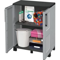 Dmora Mehrzweck Außen Oder Innenschrank, Niedriger Kleiderschrank Mit 2 Türen Und 1 Polypropylenregal, 100% Made In Italy, 68x37h90 Cm, Hellgraue Farbe -Aufbewahrung im Garten Verkäufe 2022 51647225 4