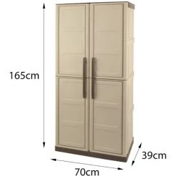 Dmora Mehrzweck Außen Oder Innenbereiche, 2 Türige Mobile Und 3 Polypropylen Regale, 100% Made In Italy, 70x39h165 Cm, Beige Farbe -Aufbewahrung im Garten Verkäufe 2022 51647245 5