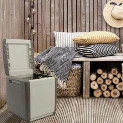 Dmora Polypropylen Mehrzweck Behälter Kofferraum, In Voller Länge, 100% Made In Italy, 54x53H57 Cm, Hellgraue Farbe