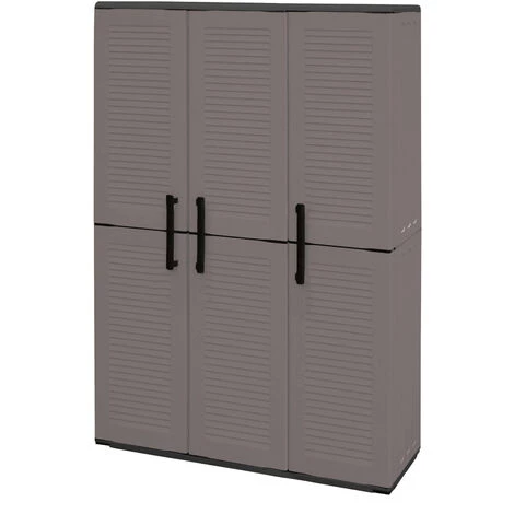 Dmora Mehrzweckschrank Für Den Außen Oder Innenbereich, Schrank Mit 3 Türen Und 3 Verstellbaren Einlegeböden Aus Polypropylen, 100% Made In Italy, 102x37h163 Cm, Farbe Grau 2 Dmora Mehrzweckschrank Für Den Außen Oder Innenbereich, Schrank Mit 3 Türen Und 3 Verstellbaren Einlegeböden Aus Polypropylen, 100% Made In Italy, 102x37h163 Cm, Farbe Grau – Bild 2