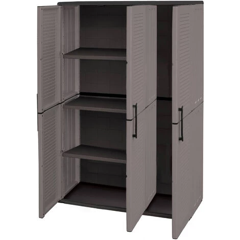 Dmora Mehrzweckschrank Für Den Außen Oder Innenbereich, Schrank Mit 3 Türen Und 3 Verstellbaren Einlegeböden Aus Polypropylen, 100% Made In Italy, 102x37h163 Cm, Farbe Grau 3 Dmora Mehrzweckschrank Für Den Außen Oder Innenbereich, Schrank Mit 3 Türen Und 3 Verstellbaren Einlegeböden Aus Polypropylen, 100% Made In Italy, 102x37h163 Cm, Farbe Grau – Bild 3