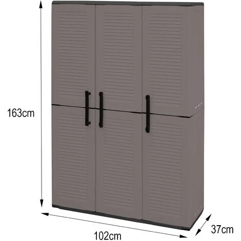 Dmora Mehrzweckschrank Für Den Außen Oder Innenbereich, Schrank Mit 3 Türen Und 3 Verstellbaren Einlegeböden Aus Polypropylen, 100% Made In Italy, 102x37h163 Cm, Farbe Grau 5 Dmora Mehrzweckschrank Für Den Außen Oder Innenbereich, Schrank Mit 3 Türen Und 3 Verstellbaren Einlegeböden Aus Polypropylen, 100% Made In Italy, 102x37h163 Cm, Farbe Grau – Bild 5