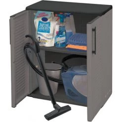 Dmora Mehrzweck Außen Oder Innenschrank, Niedriger Kleiderschrank Mit 2 Türen Und 1 Polypropylen Regal, 100% Made In Italy, 68x37h84 Cm, Graue Farbe -Aufbewahrung im Garten Verkäufe 2022 51776686 4