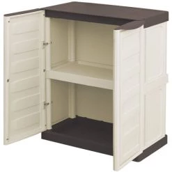 Dmora Mehrzweck Außen Oder Innenschrank, Niedriger Kleiderschrank Mit 2 Türen Und 1 Polypropylen Regal, 100% Made In Italy, 70x39h86 Cm, Beige Farbe -Aufbewahrung im Garten Verkäufe 2022 51776705 3