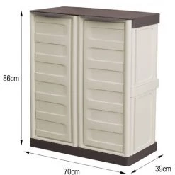 Dmora Mehrzweck Außen Oder Innenschrank, Niedriger Kleiderschrank Mit 2 Türen Und 1 Polypropylen Regal, 100% Made In Italy, 70x39h86 Cm, Beige Farbe -Aufbewahrung im Garten Verkäufe 2022 51776705 5