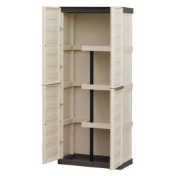 Dmora Mehrzweckschrank Für Drinnen Oder Draußen, 2 Türiger Schrank Und 3 Regale Aus Polypropylen, 100% Made In Italy, 70x39h165 Cm, Farbe Beige -Aufbewahrung im Garten Verkäufe 2022 51776706 3
