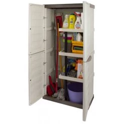 Dmora Mehrzweckschrank Für Drinnen Oder Draußen, 2 Türiger Schrank Und 3 Regale Aus Polypropylen, 100% Made In Italy, 70x39h165 Cm, Farbe Beige -Aufbewahrung im Garten Verkäufe 2022 51776706 4