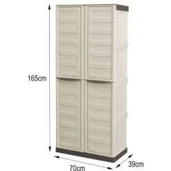 Dmora Mehrzweckschrank Für Drinnen Oder Draußen, 2 Türiger Schrank Und 3 Regale Aus Polypropylen, 100% Made In Italy, 70x39h165 Cm, Farbe Beige -Aufbewahrung im Garten Verkäufe 2022 51776706 5