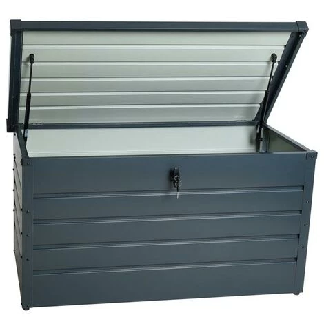 ESTEXO Metall Auflagenbox Kissenbox Gartentruhe Gartenbox Aufbewahrungsbox Anthrazit 2 ESTEXO Metall Auflagenbox Kissenbox Gartentruhe Gartenbox Aufbewahrungsbox Anthrazit – Bild 2