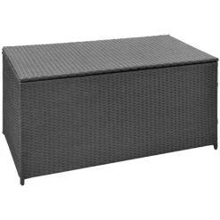 BEARSU Gartenbox Schwarz 120x50x60 Cm Poly Rattan