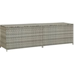 BEARSU Gartenbox Poly Rattan 200x50x60 Cm Grau