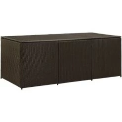 BEARSU Gartenbox Poly Rattan 180x90x75 Cm Braun