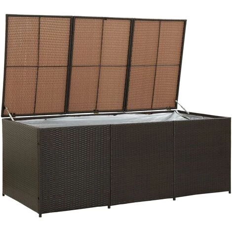 BEARSU Gartenbox Poly Rattan 180x90x75 Cm Braun 2 BEARSU Gartenbox Poly Rattan 180x90x75 Cm Braun – Bild 2